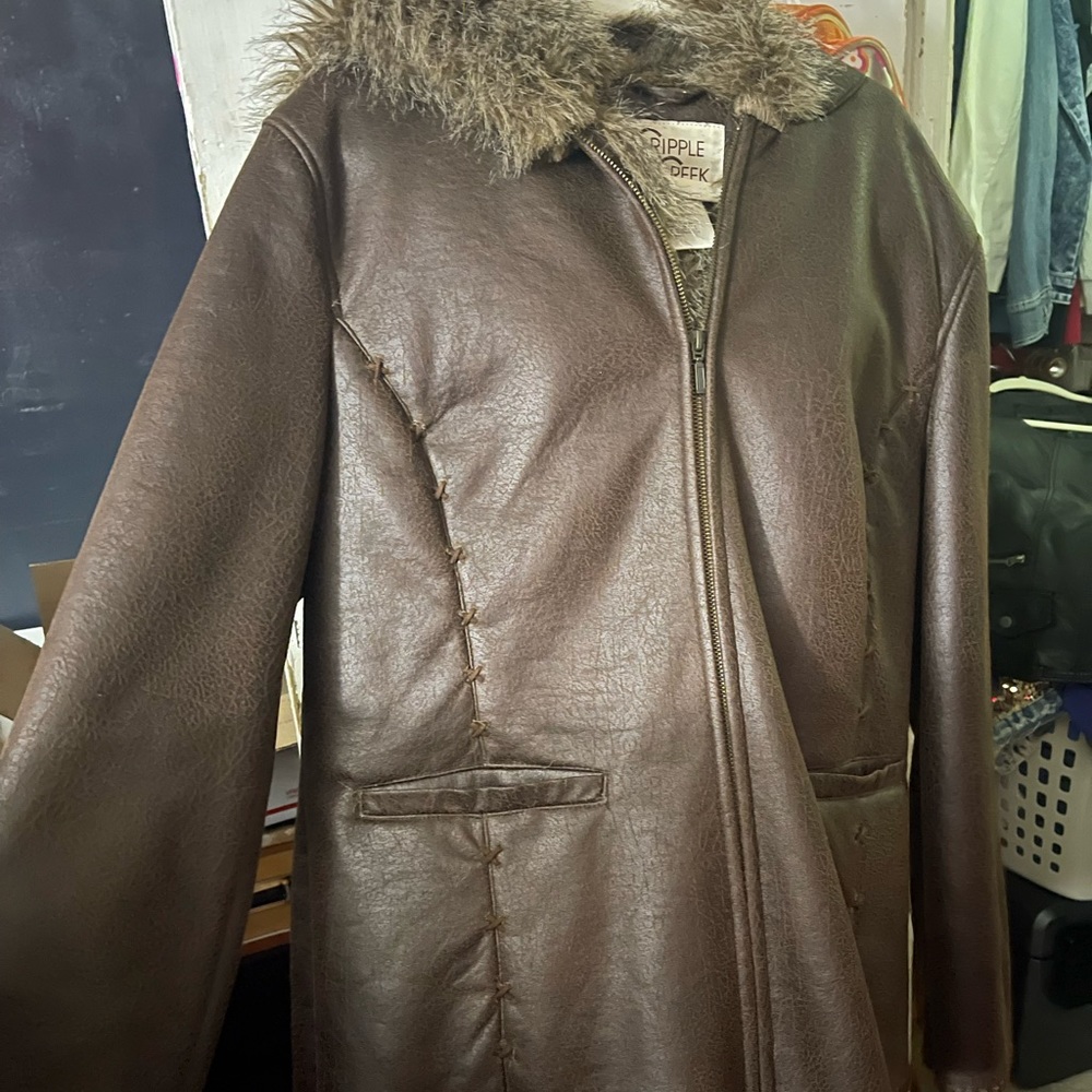 Faux fur leather jacket